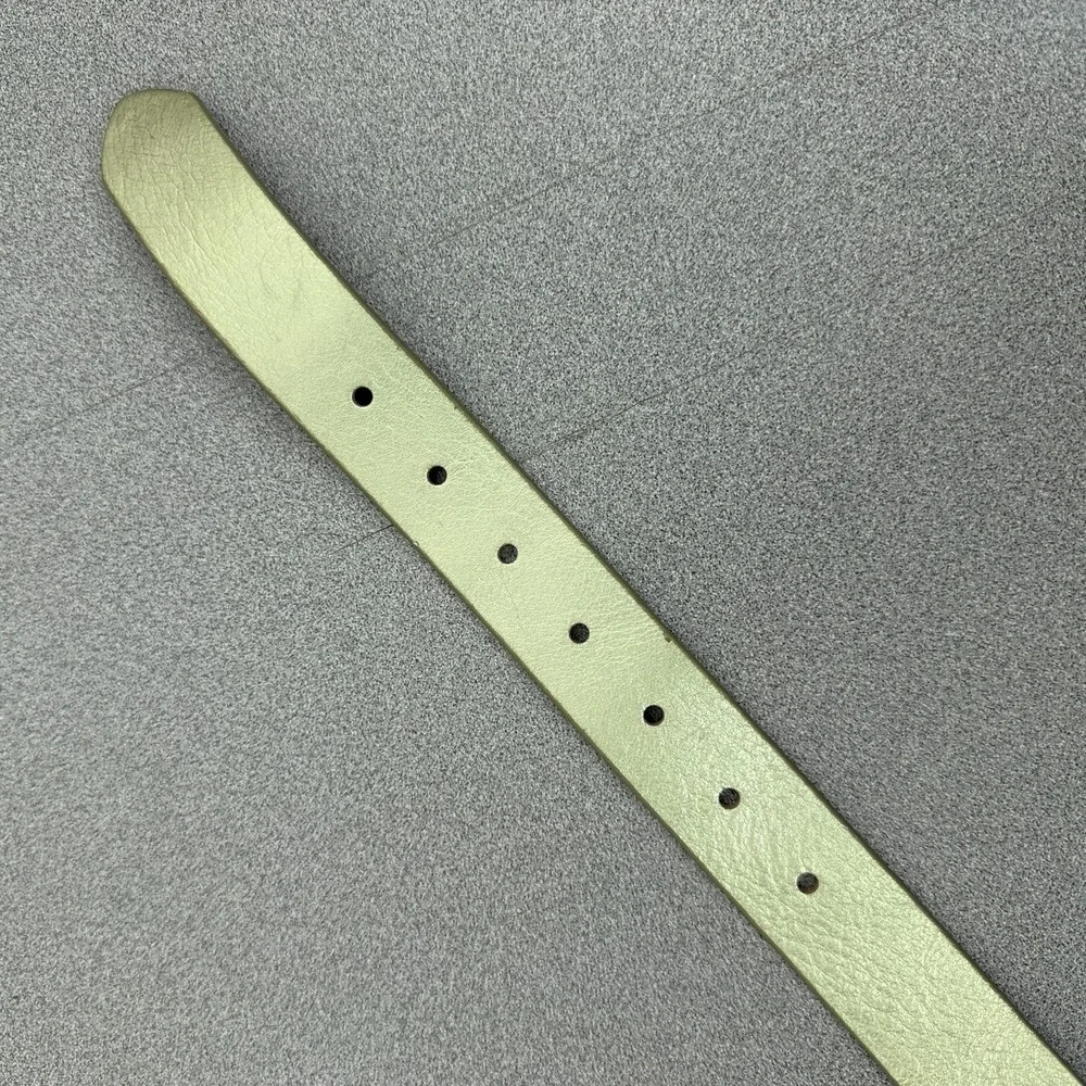 J Crew Leather Belt Womens Large Gold Dress Silver Buckle Metallic Italian USA - Picture 9 of 12
